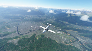 Flying over the valley Innsbruck Kranebitten (LOWI) Austria